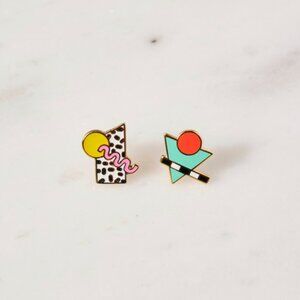 Mismatched 80's Memphis Style Earrings